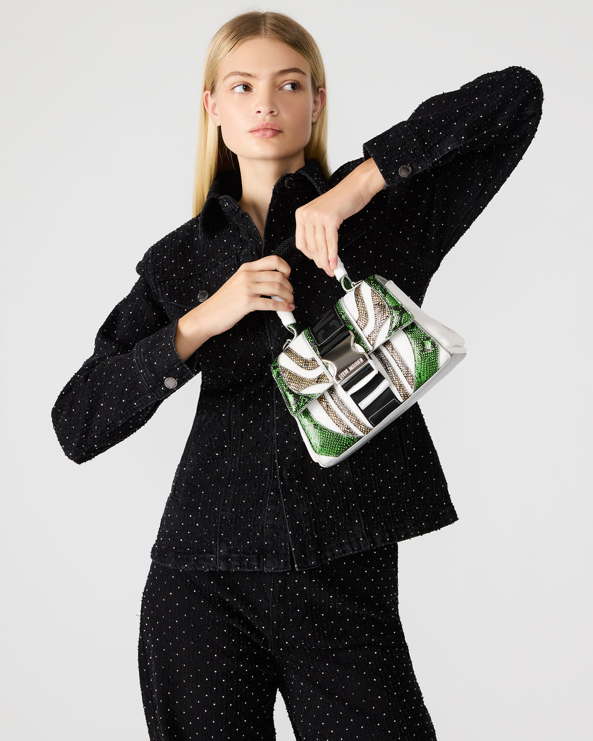 DIEGO Bag Green Metallic Crossbody Strap Women's Handbag | Steve Madden