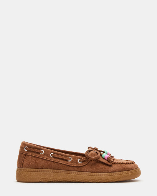 Kids' KRISP Cognac Girls' Boat Shoe Loafer | Steve Madden