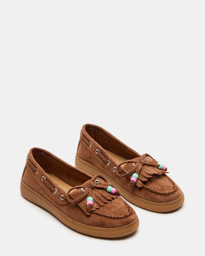 Kids' KRISP Cognac Girls' Boat Shoe Loafer | Steve Madden