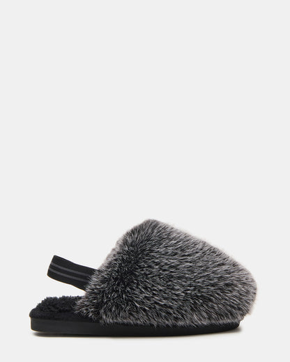Kids' POOF Grey Slip-On Faux Fur Girls' Flat | Steve Madden