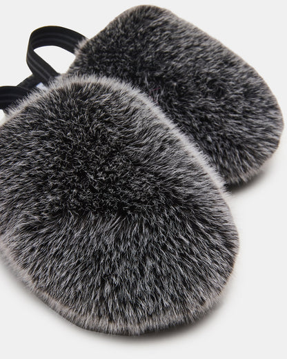 Kids' POOF Grey Slip-On Faux Fur Girls' Flat | Steve Madden