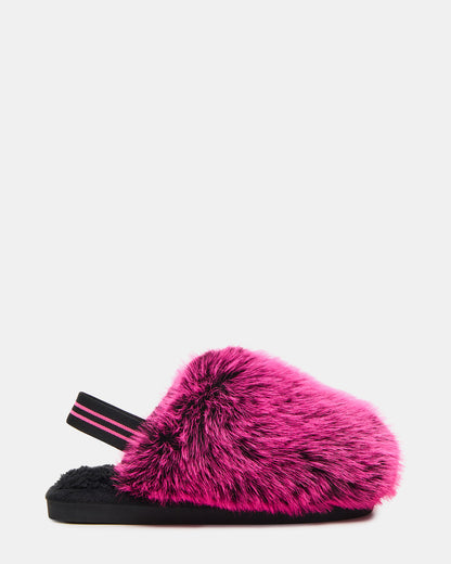 Kids' POOF Fushia Slip-On Faux Fur Girls' Flat | Steve Madden
