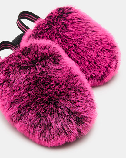 Kids' POOF Fushia Slip-On Faux Fur Girls' Flat | Steve Madden