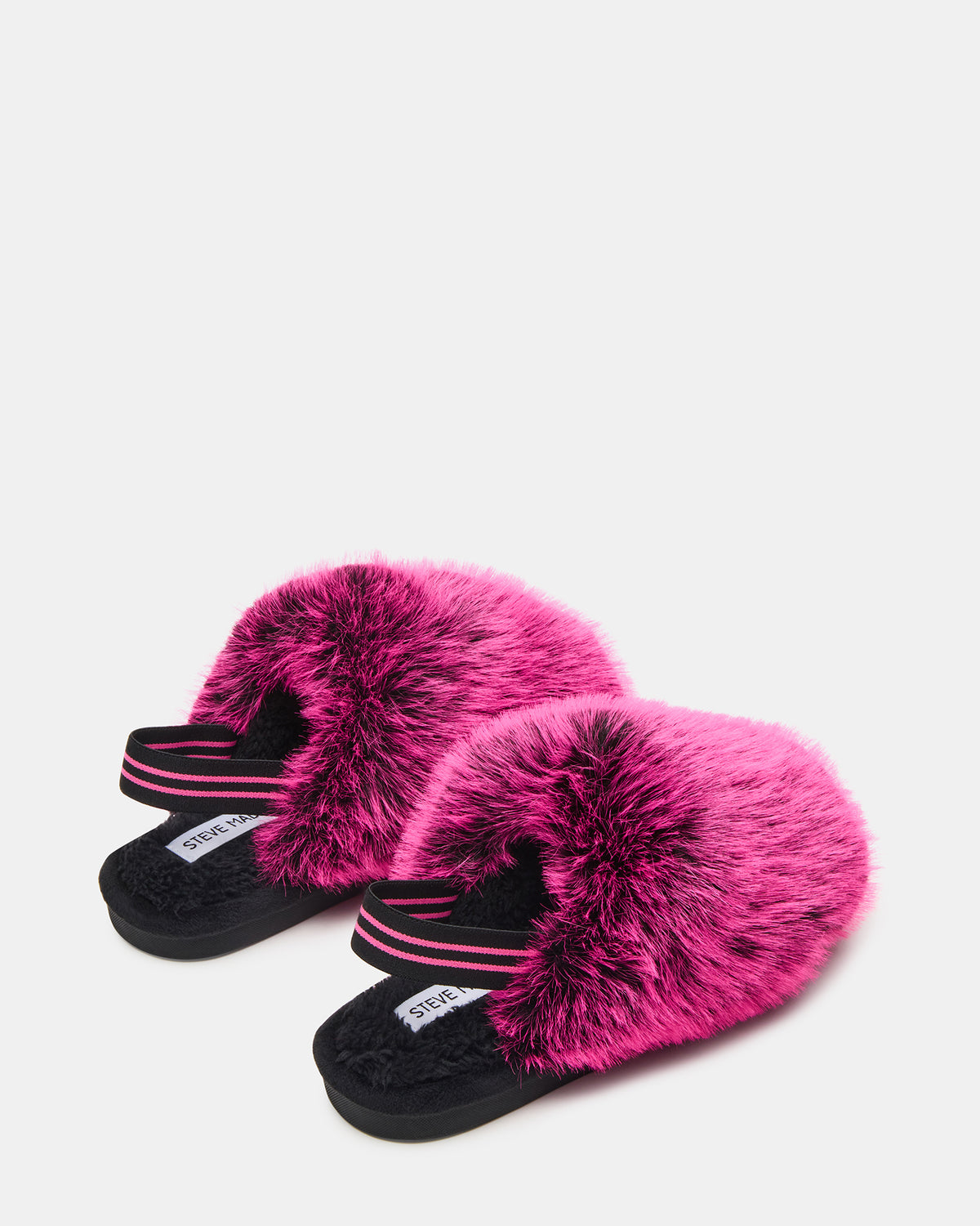 Kids' POOF Fushia Slip-On Faux Fur Girls' Flat | Steve Madden