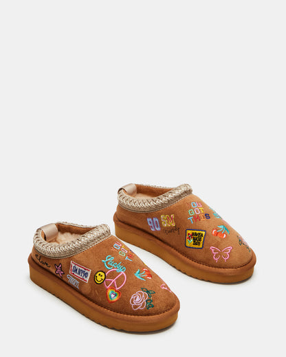 Kids' SELENA Cognac Multi Girls' Slip-On Mule Flat | Steve Madden