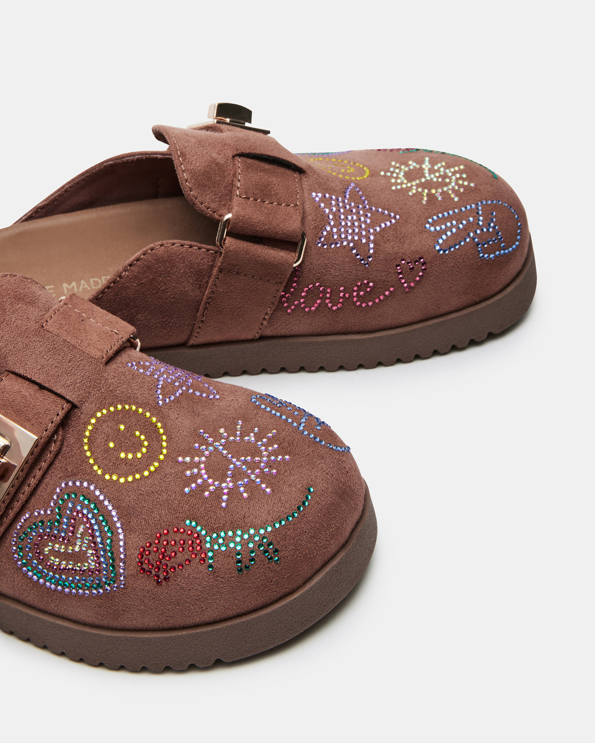 Kids' MONEYY Brown Rhinestones Girls' Slip-On Clog | Steve Madden