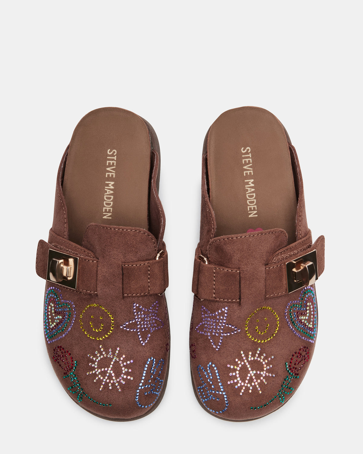 Kids' MONEYY Brown Rhinestones Girls' Slip-On Clog | Steve Madden