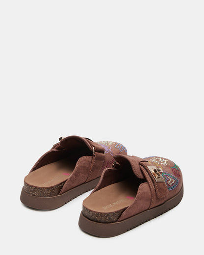 Kids' MONEYY Brown Rhinestones Girls' Slip-On Clog | Steve Madden