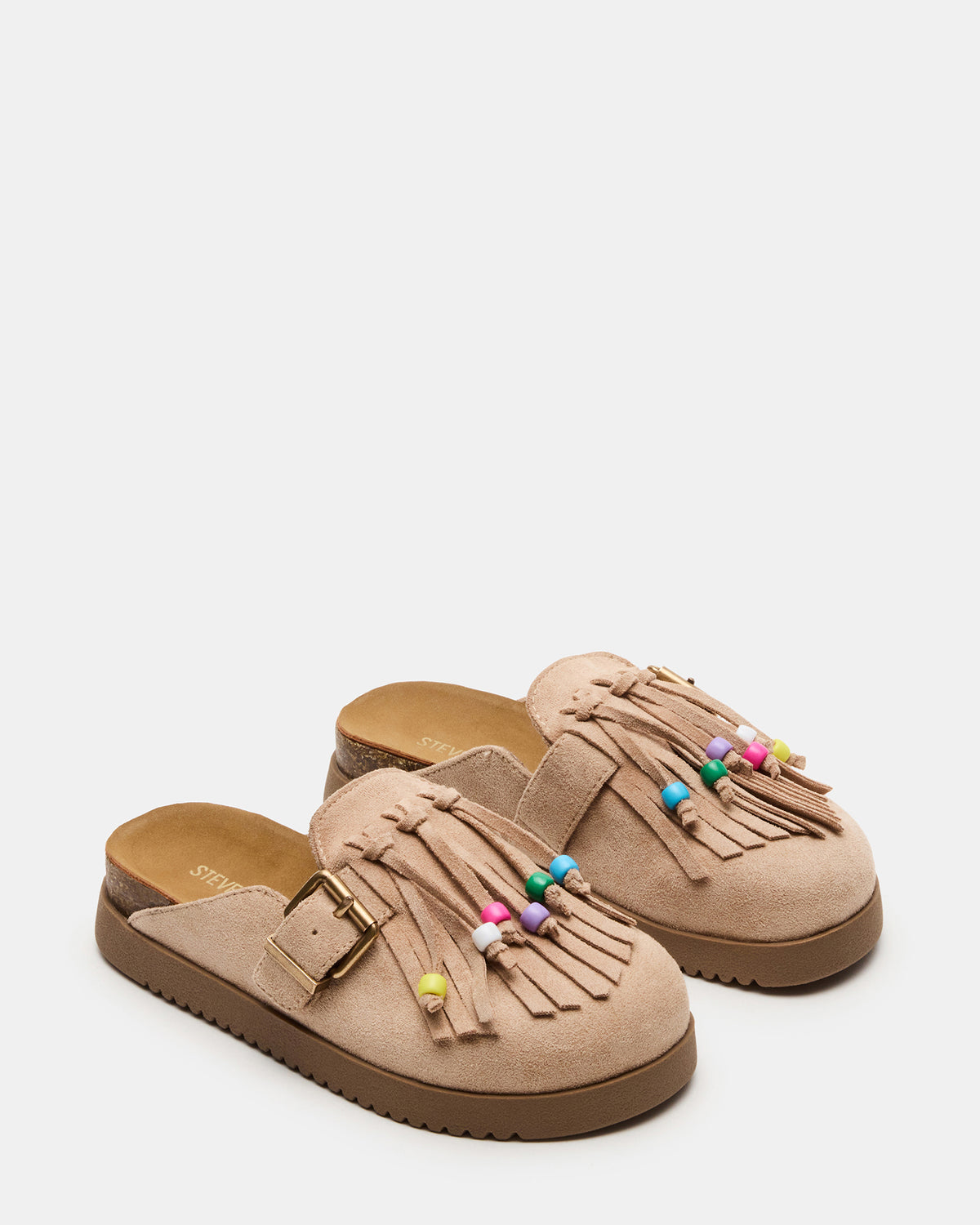 Kids' TREAT Taupe Girls' Slip-On Fringe Flat | Steve Madden