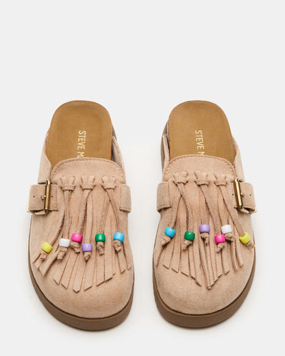 Kids' TREAT Taupe Girls' Slip-On Fringe Flat | Steve Madden