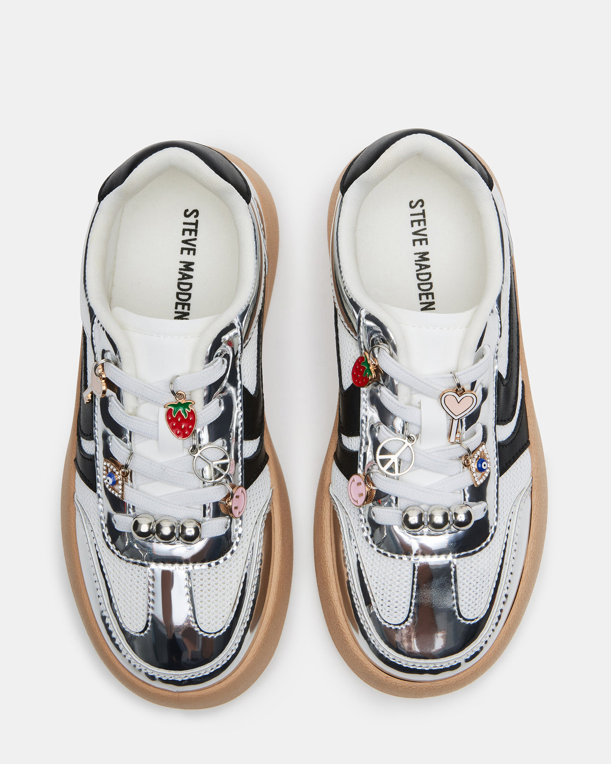 Kids' JERSEY CHARMS Silver Girls' Low-Top Platform Sneaker | Steve Madden
