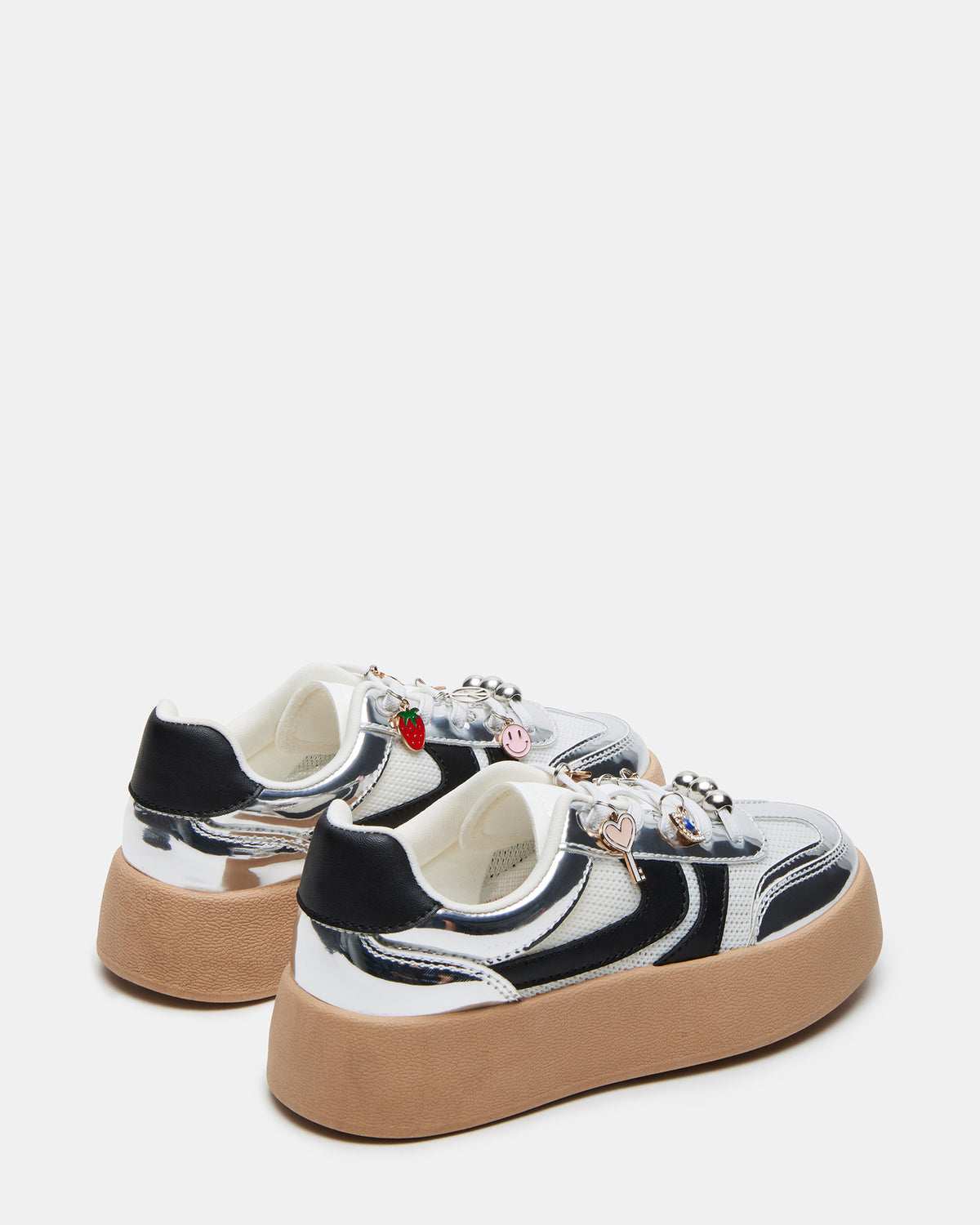 Kids' JERSEY CHARMS Silver Girls' Low-Top Platform Sneaker | Steve Madden