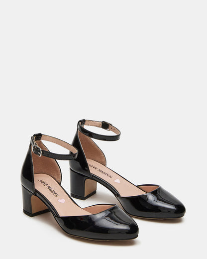 Kids' PRETTYY Black Patent Girls' Block Heel | Steve Madden