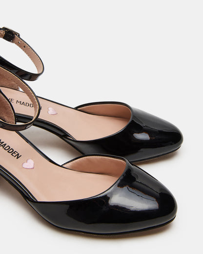 Kids' PRETTYY Black Patent Girls' Block Heel | Steve Madden