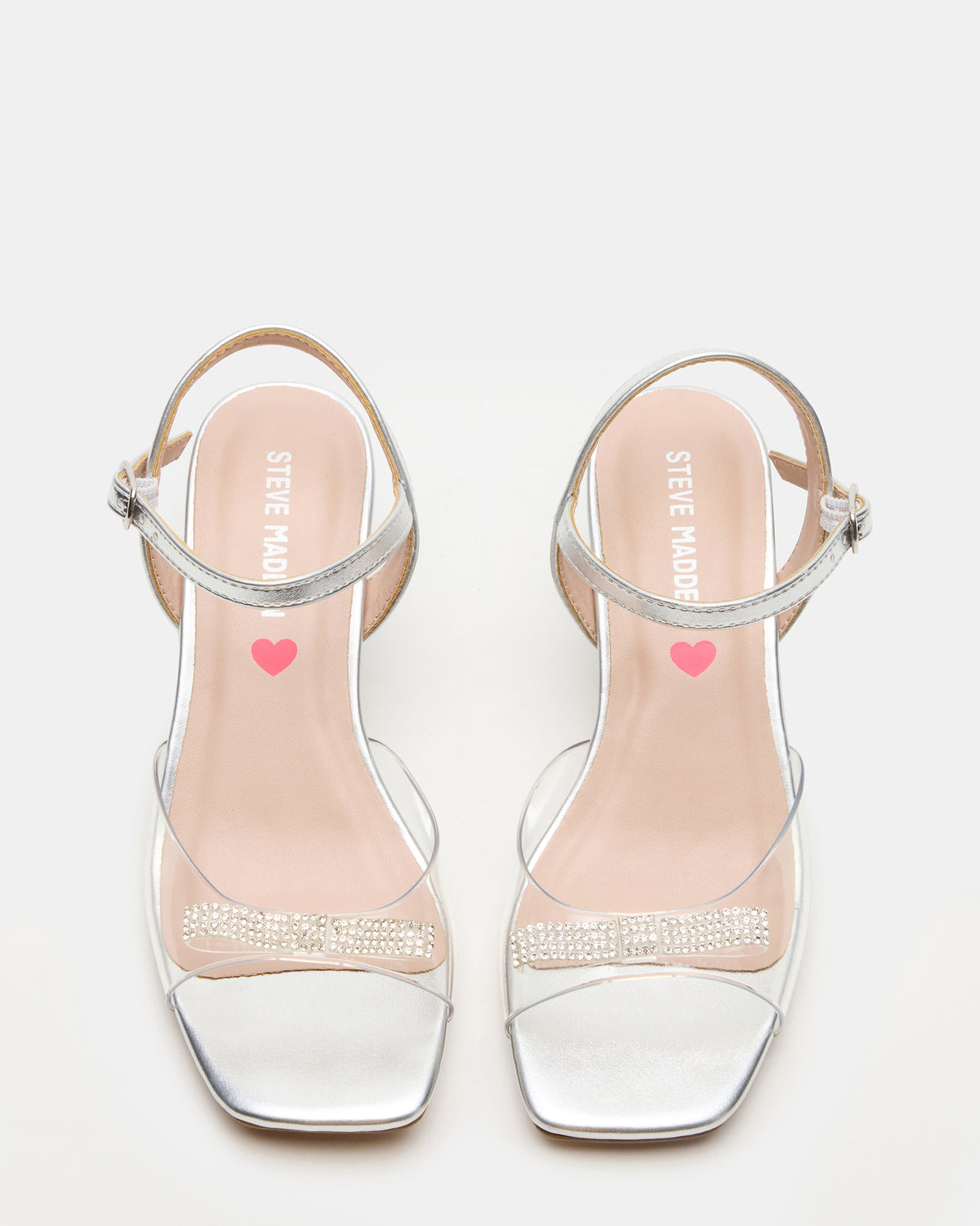 Kids' MERRY Silver Girls' Square-Toe Rhinestone Heel | Steve Madden