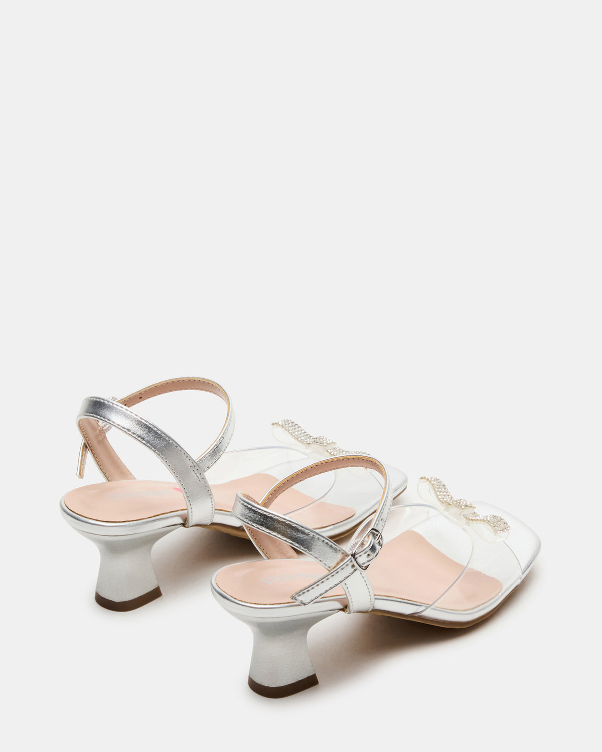 Kids' MERRY Silver Girls' Square-Toe Rhinestone Heel | Steve Madden