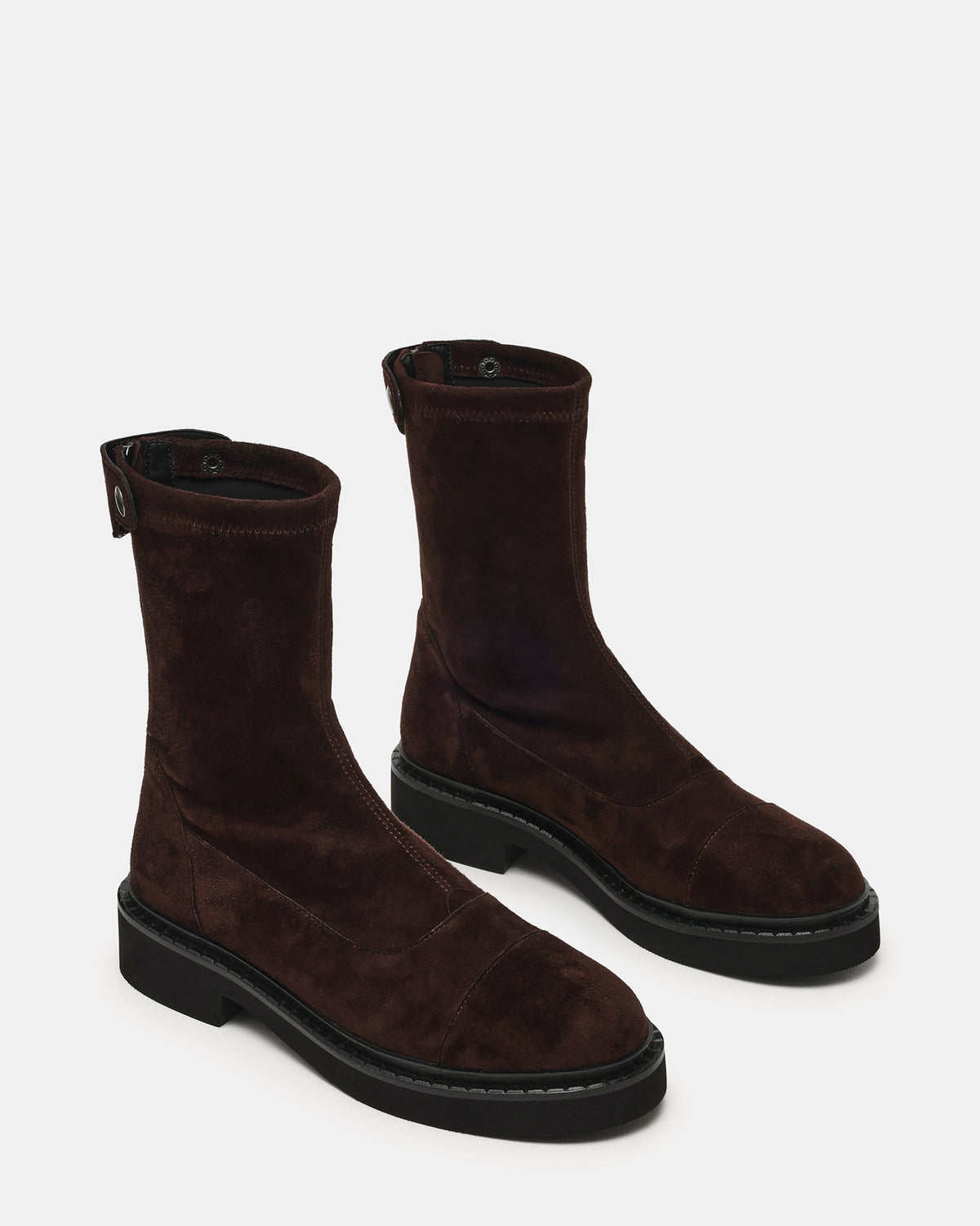 MYER Brown Suede Round-Toe Zipper Closure Women's Ankle Boot | Steve Madden