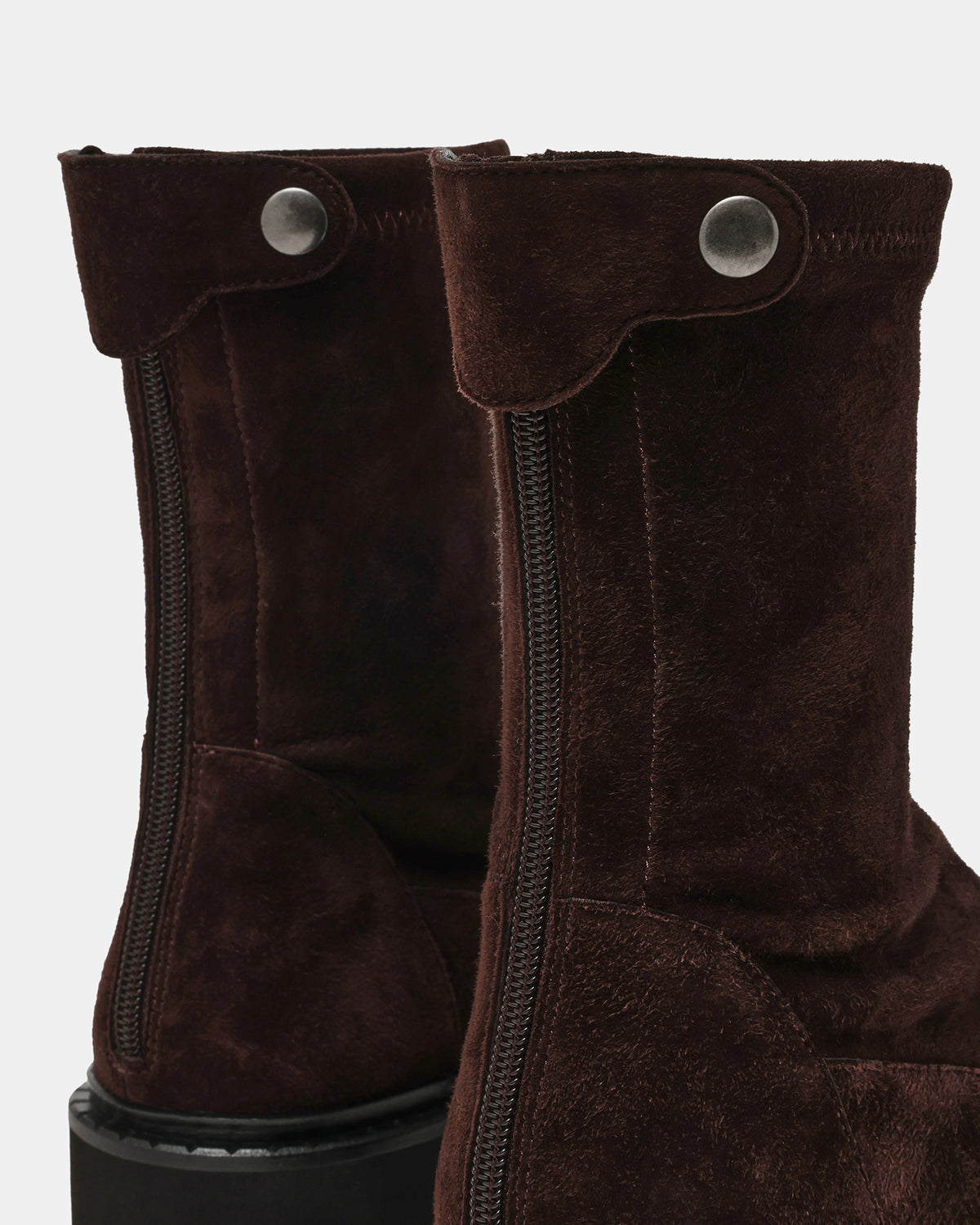 MYER Brown Suede Round-Toe Zipper Closure Women's Ankle Boot | Steve Madden