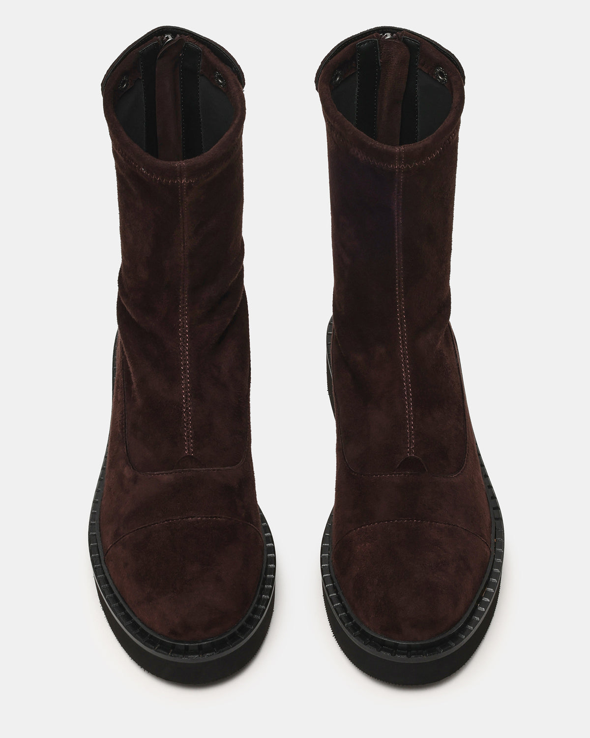 MYER Brown Suede Round-Toe Zipper Closure Women's Ankle Boot | Steve Madden