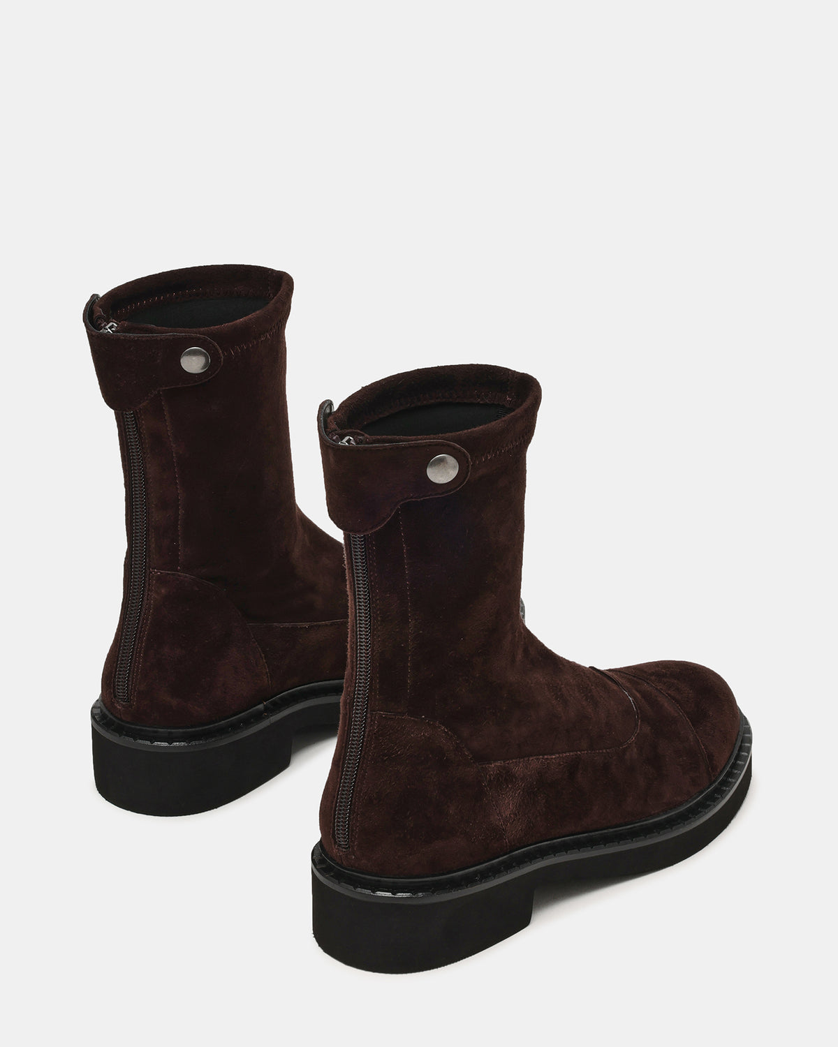 MYER Brown Suede Round-Toe Zipper Closure Women's Ankle Boot | Steve Madden