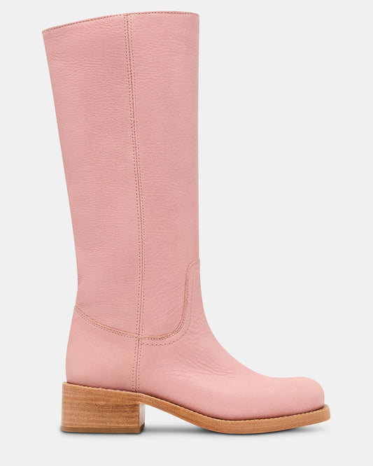 RIGGS Pink Leather Square-Toe Women's Boot | Steve Madden
