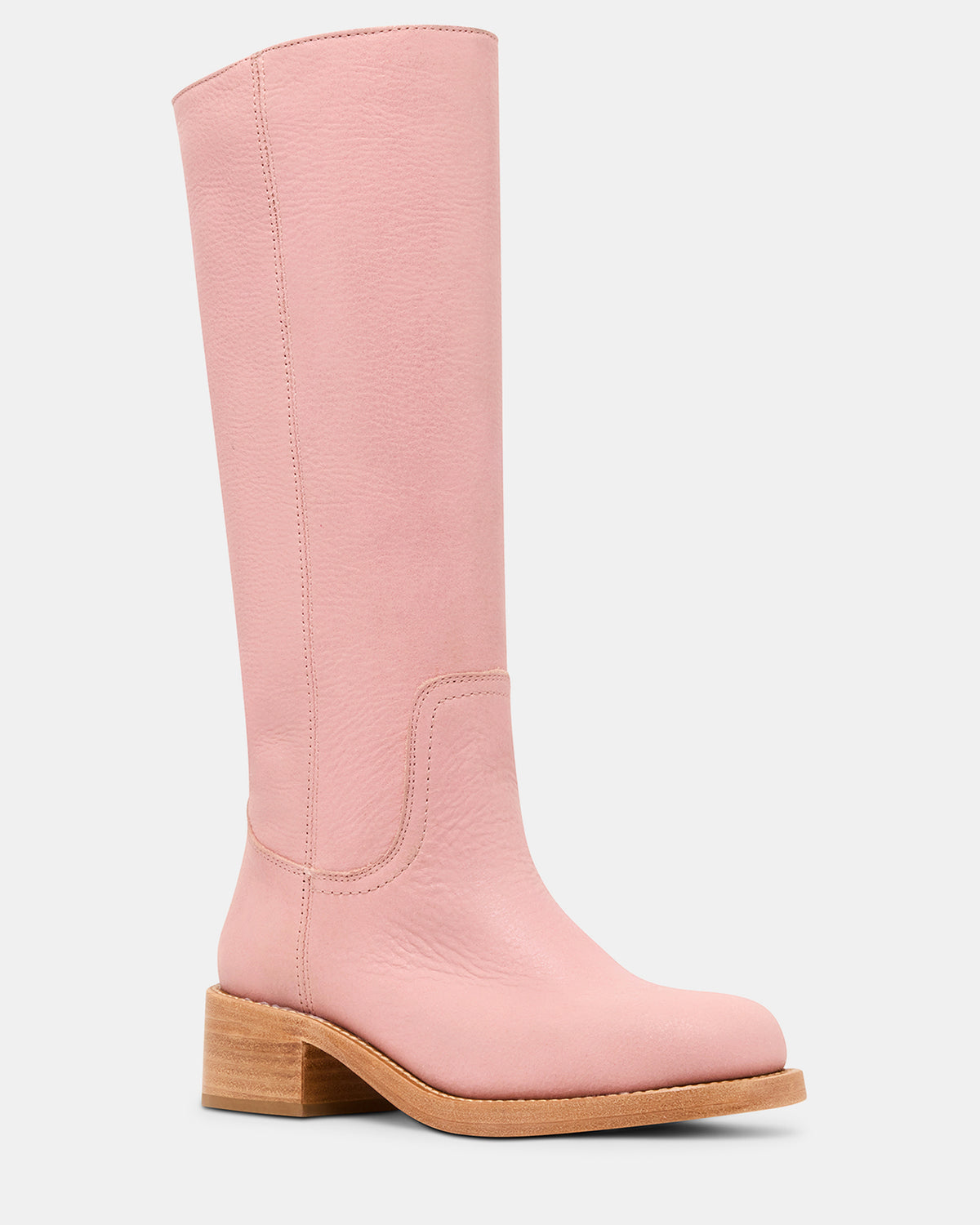 RIGGS Pink Leather Square-Toe Women's Boot | Steve Madden