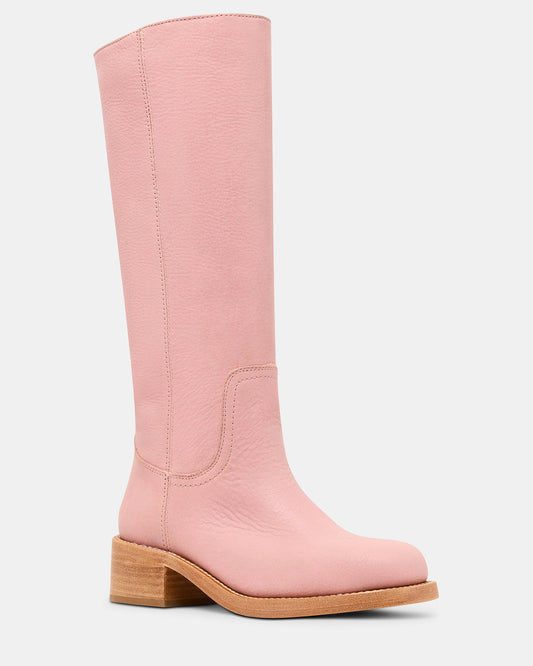 RIGGS Pink Leather Square-Toe Women's Boot | Steve Madden