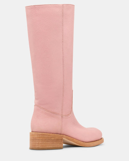 RIGGS Pink Leather Square-Toe Women's Boot | Steve Madden