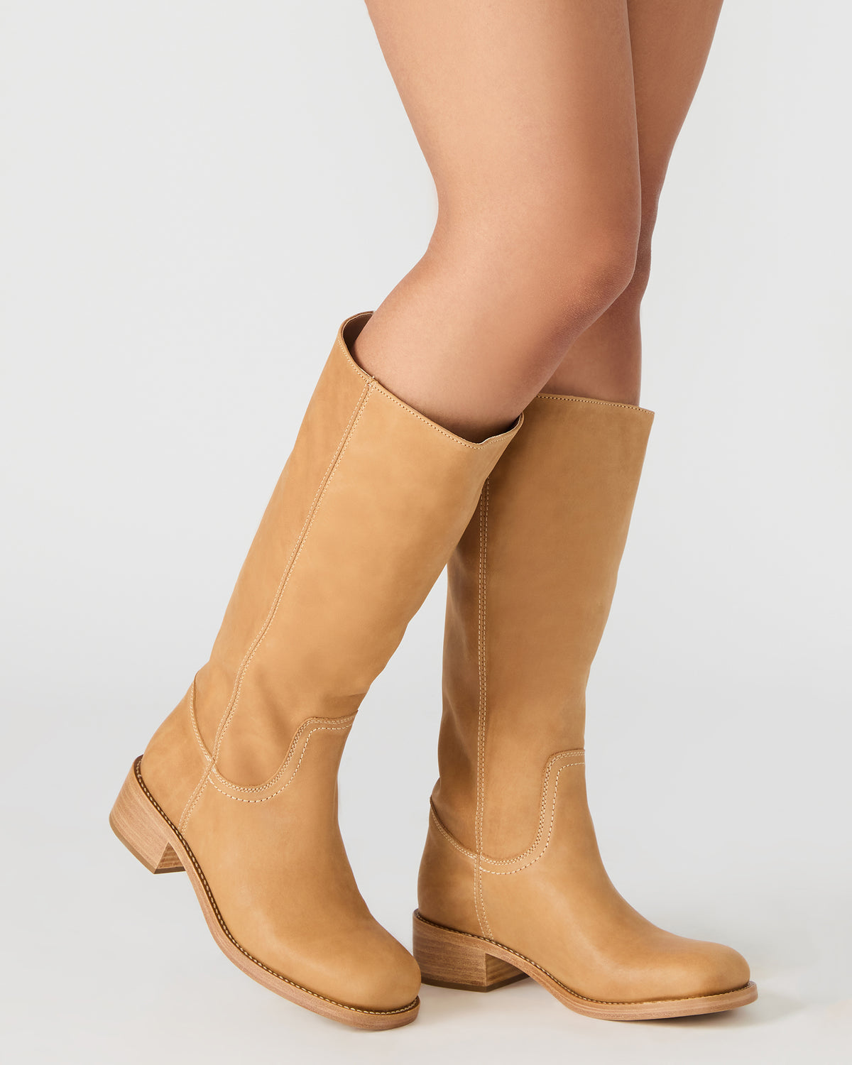 RIGGS Pink Leather Square-Toe Women's Boot | Steve Madden