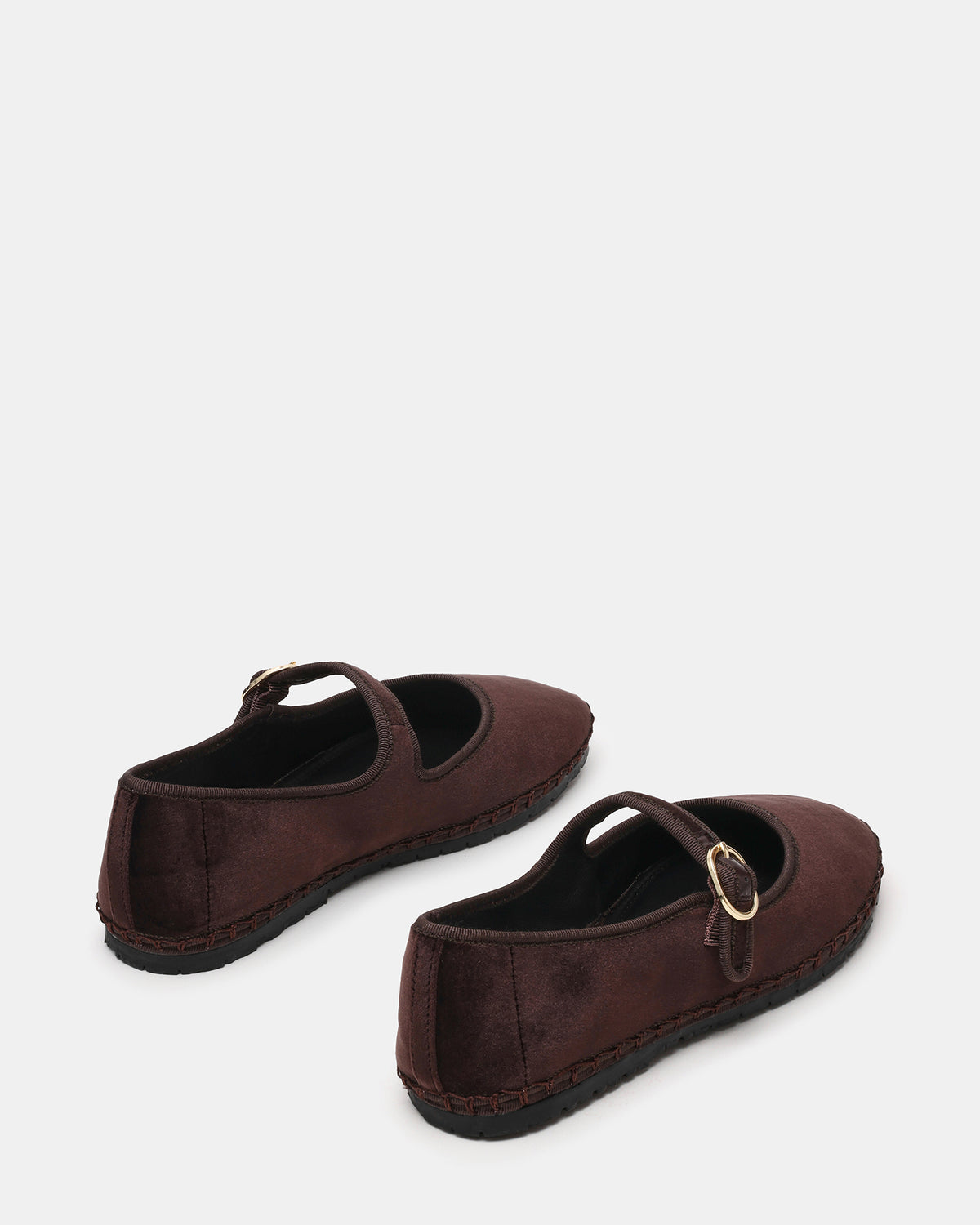 VELMA Brown Velvet Mary Jane Gold-Detail Buckle Women's Flat | Steve Madden
