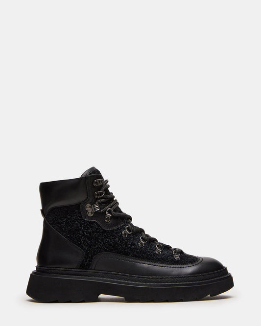 YOSEMITE Black Multi Lace-Up Lug Men's Ankle Boot | Steve Madden