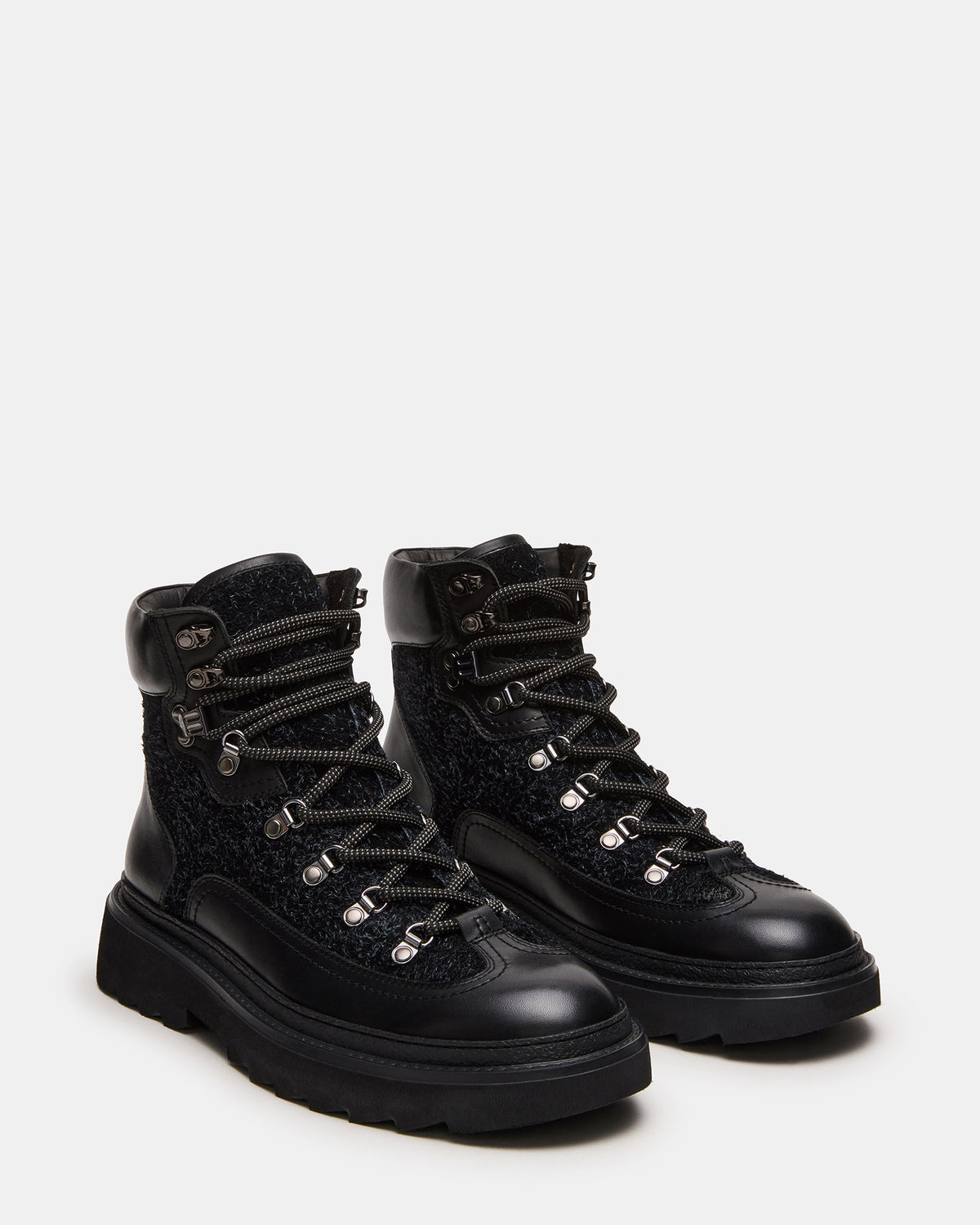 YOSEMITE Black Multi Lace-Up Lug Men's Ankle Boot | Steve Madden