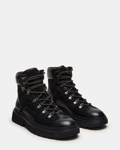 YOSEMITE Black Multi Lace-Up Lug Men's Ankle Boot | Steve Madden