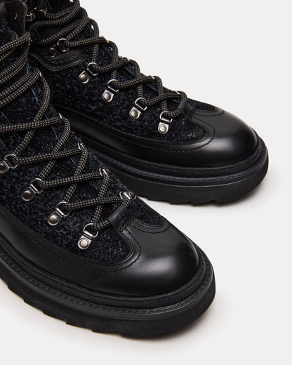YOSEMITE Black Multi Lace-Up Lug Men's Ankle Boot | Steve Madden