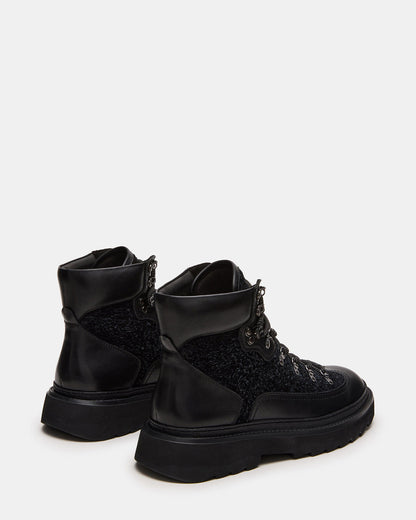 YOSEMITE Black Multi Lace-Up Lug Men's Ankle Boot | Steve Madden
