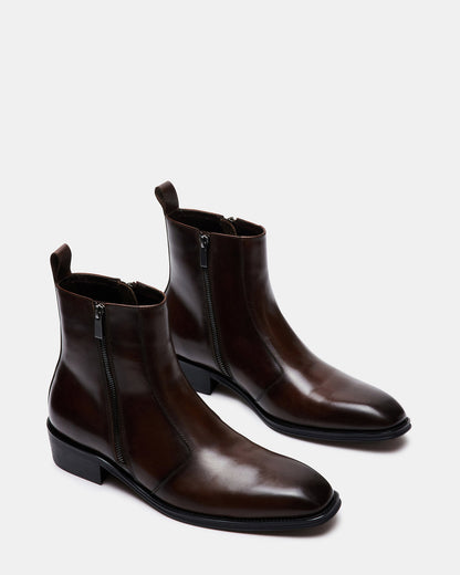 HAYNES Brown Leather Men's Ankle Boot | Steve Madden