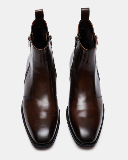 HAYNES Brown Leather Men's Ankle Boot | Steve Madden