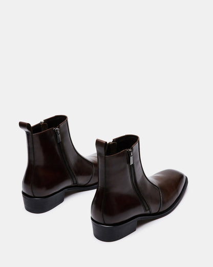 HAYNES Brown Leather Men's Ankle Boot | Steve Madden