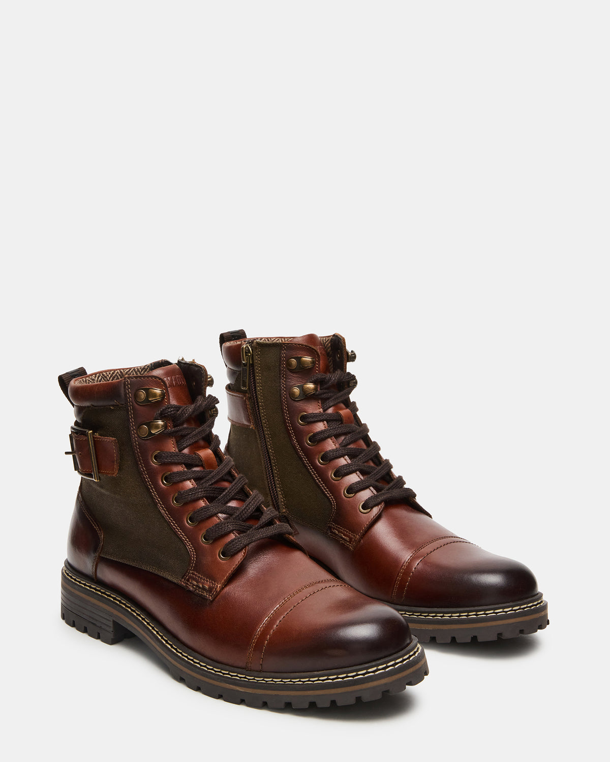 REID Cognac Lace-Up Lug Men's Ankle Boot | Steve Madden