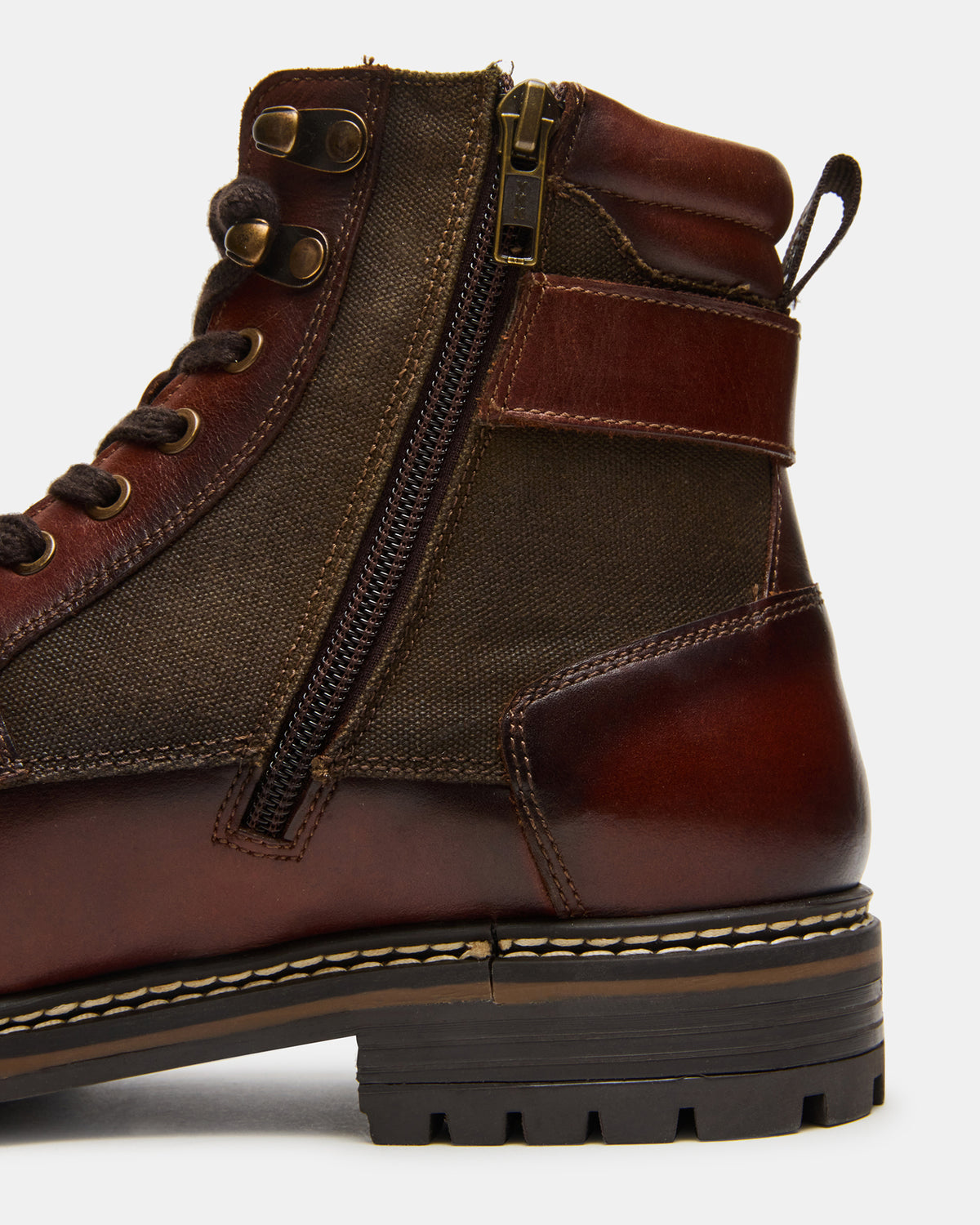 REID Cognac Lace-Up Lug Men's Ankle Boot | Steve Madden