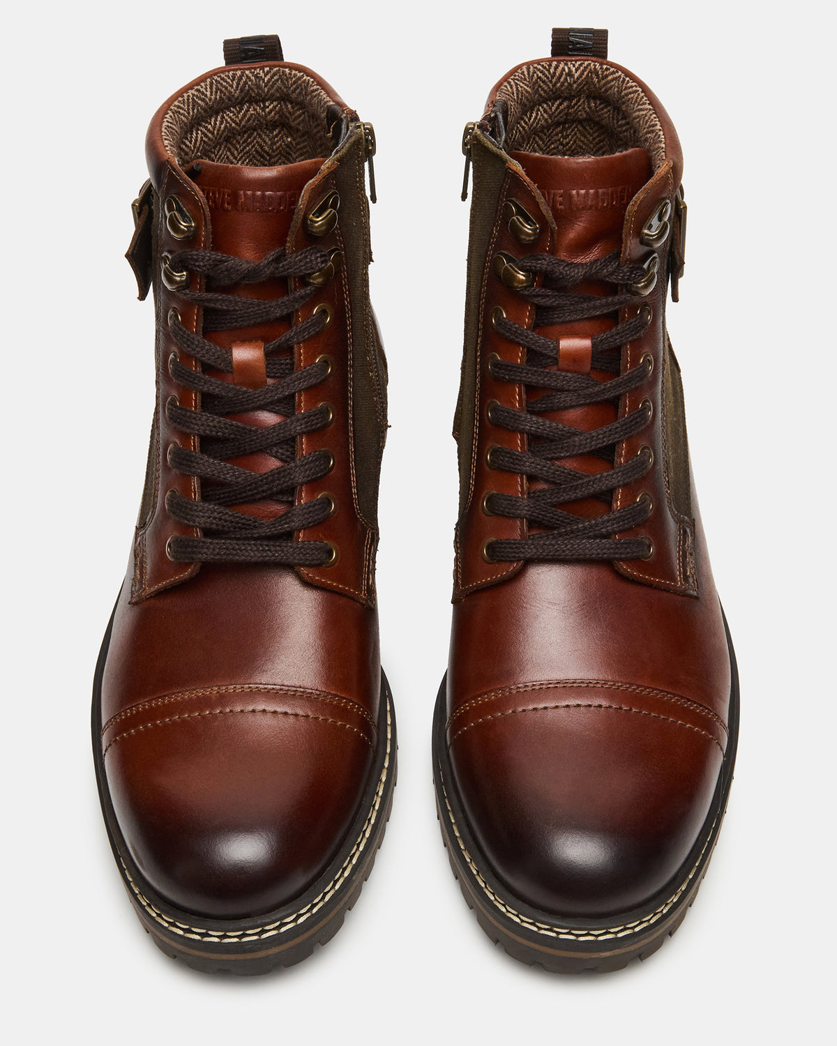 REID Cognac Lace-Up Lug Men's Ankle Boot | Steve Madden