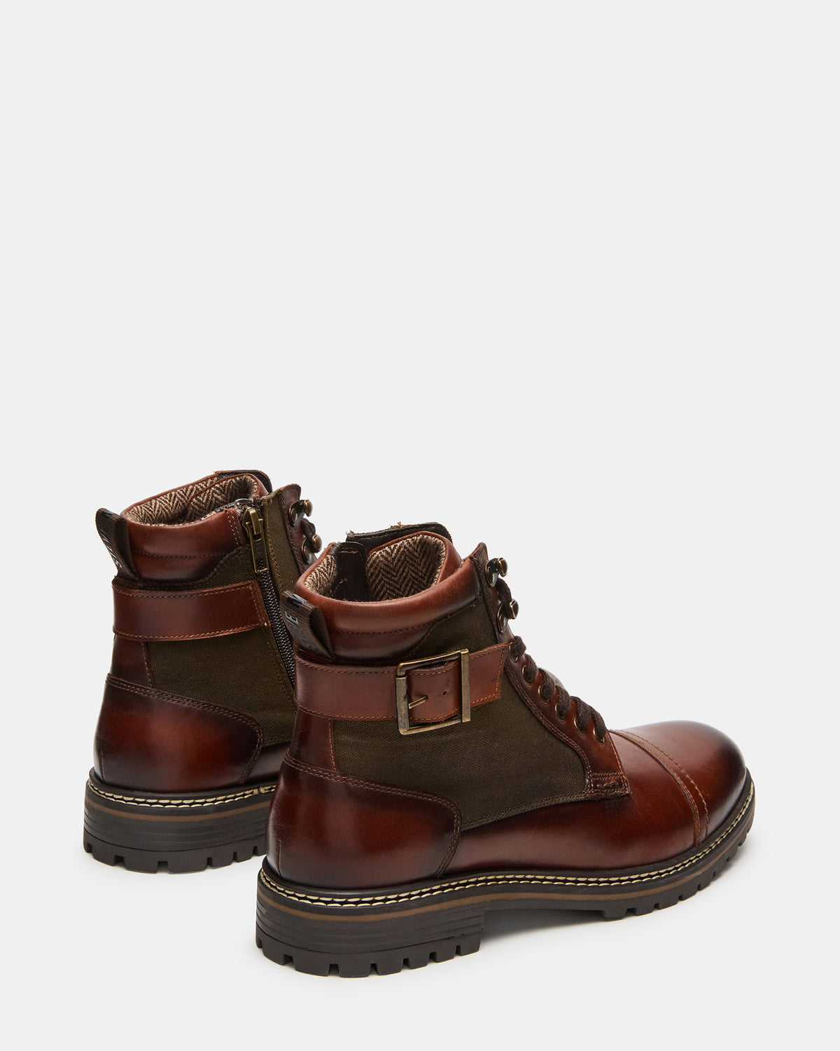 REID Cognac Lace-Up Lug Men's Ankle Boot | Steve Madden