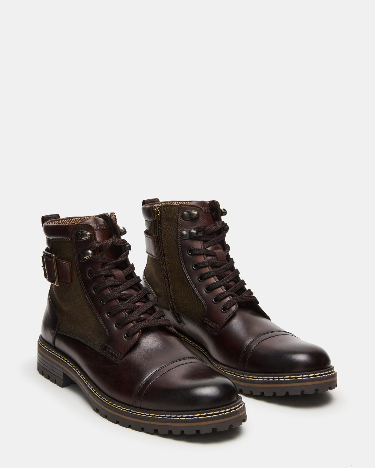 REID Dark Brown Lace-Up Lug Men's Ankle Boot | Steve Madden