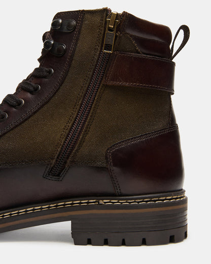 REID Dark Brown Lace-Up Lug Men's Ankle Boot | Steve Madden