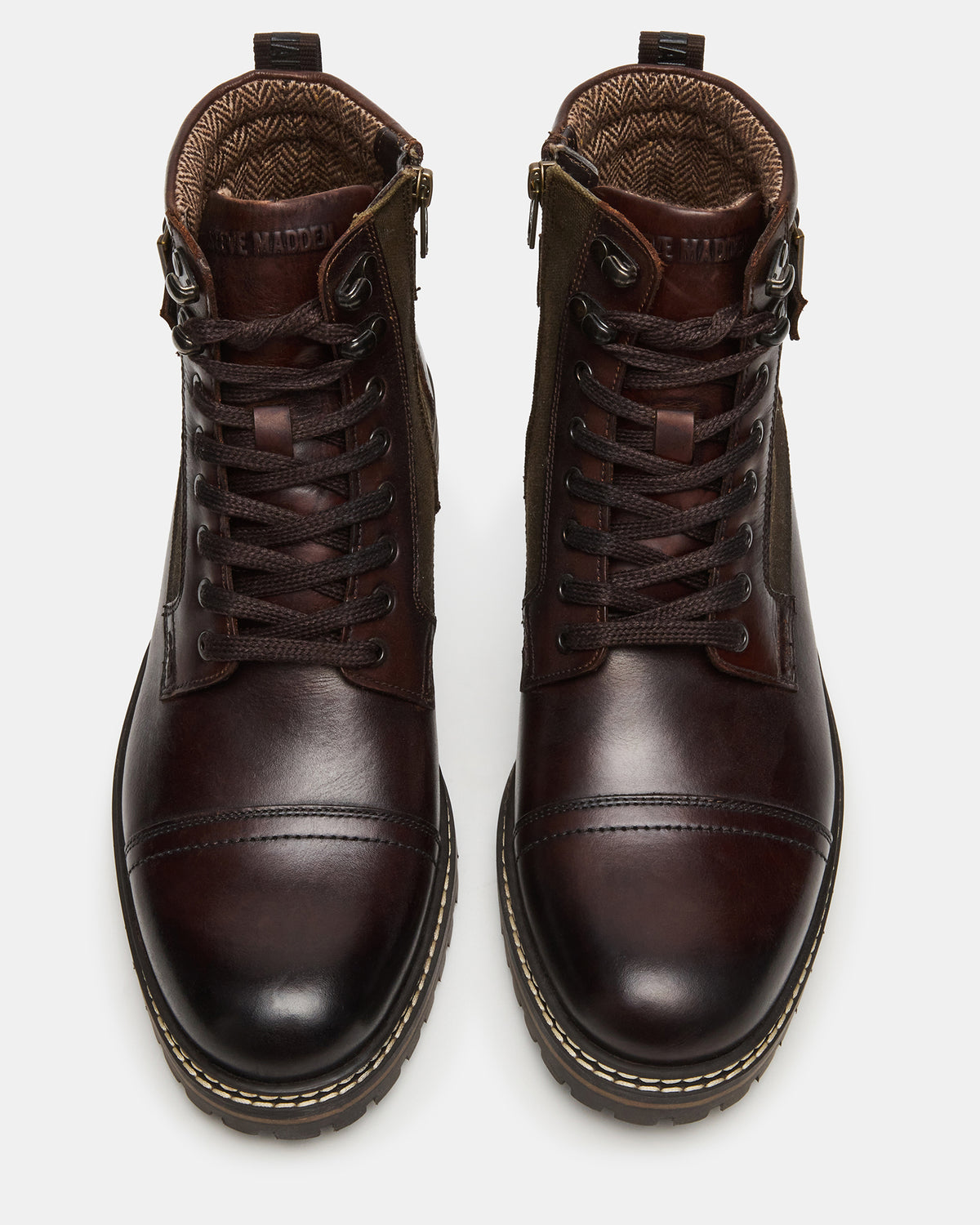 REID Dark Brown Lace-Up Lug Men's Ankle Boot | Steve Madden