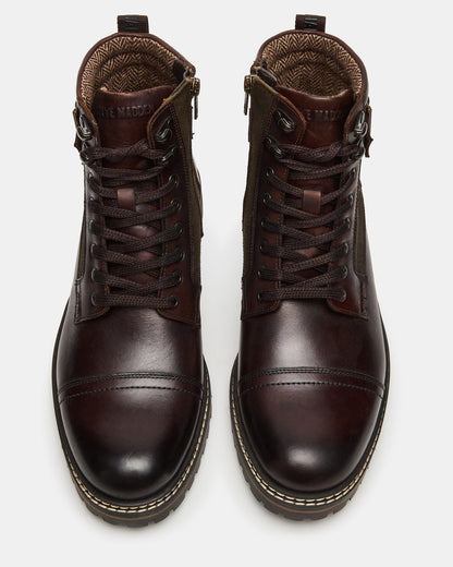 REID Dark Brown Lace-Up Lug Men's Ankle Boot | Steve Madden
