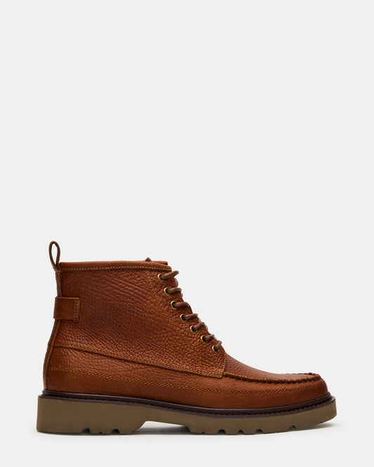 DAEL Brown Leather Lace-Up Men's Ankle Boot | Steve Madden