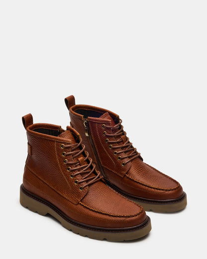 DAEL Brown Leather Lace-Up Men's Ankle Boot | Steve Madden