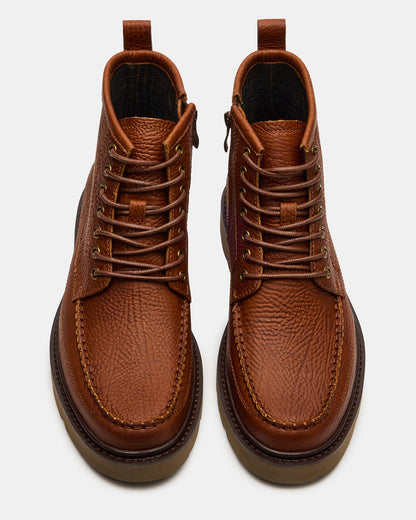 DAEL Brown Leather Lace-Up Men's Ankle Boot | Steve Madden