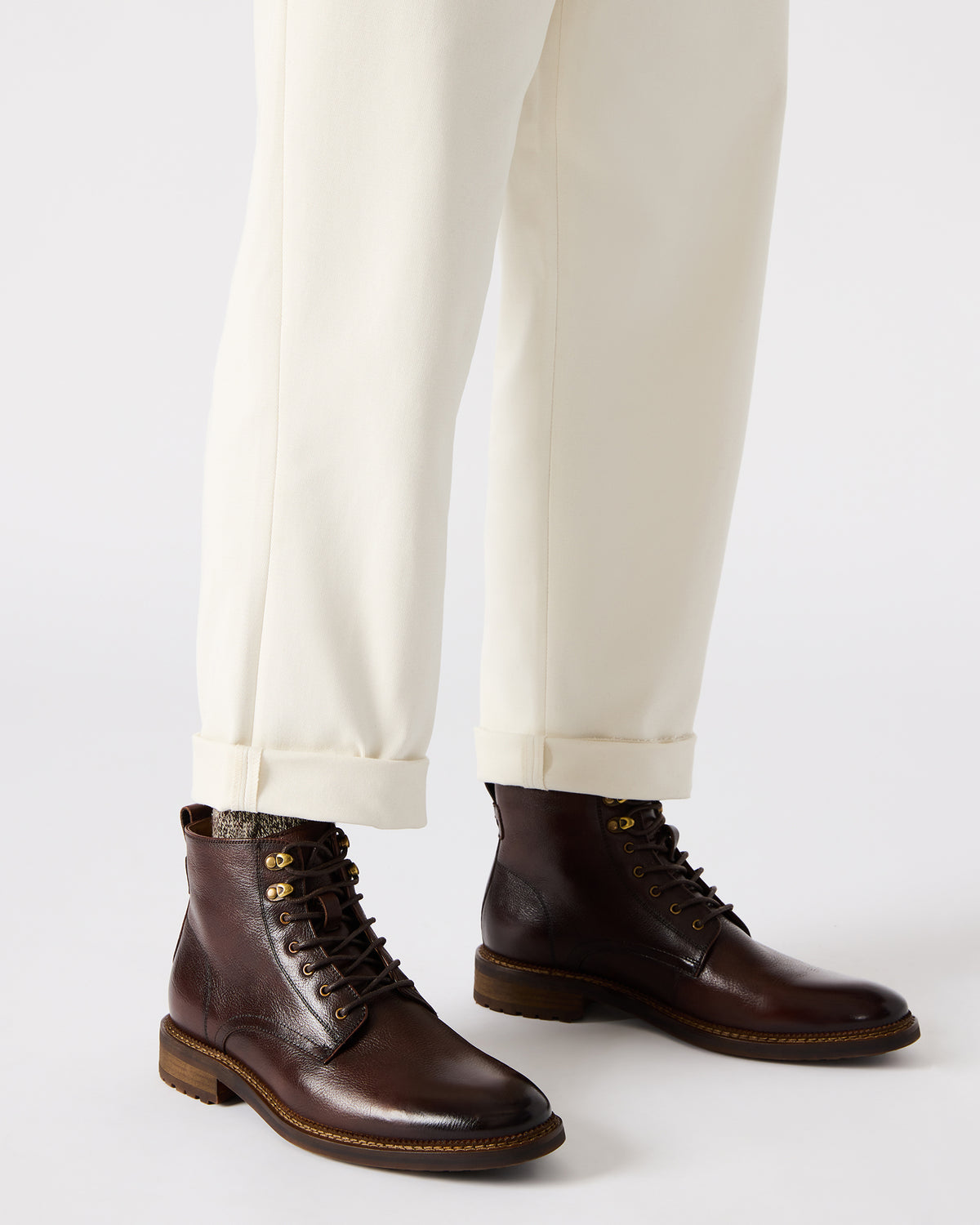 NOBY Brown Leather Men's Lace-Up Ankle Boot | Steve Madden